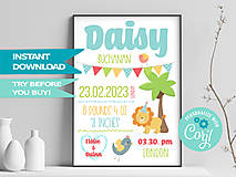 Tabuľky - Plagátik do detskej izby personalizovaný, plagát pre bábätko 16 - 15912679_