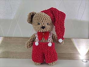 Hračky - Vianočný pletený medvedík Puffinko - 15914158_
