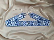 Opasky - Svadobný folklórny opasok z korálok v modro-bielej farbe - 15915163_