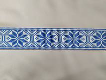 Opasky - Svadobný folklórny opasok z korálok v modro-bielej farbe - 15915164_