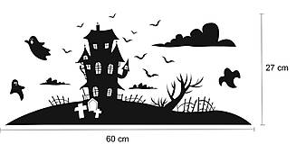 Dekorácie - Nálepky na stenu / okno - Halloween strašidelný dom - 15913422_