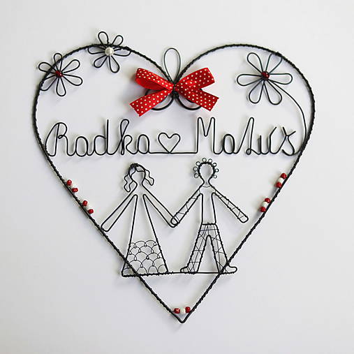 Dekorácie - svadobné srdiečko s menami 20cm - 15917232_