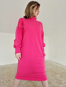 Šaty - Oversize mikinošaty AYSHA Fuchsia s vreckami - 15916261_