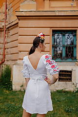 Topy, tričká, tielka - Ľanový zavinovací crop top Zámutovské kvety - 15915765_