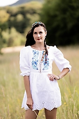 Šaty - Biele ľanové šaty Zámutovské kvety - 15916768_