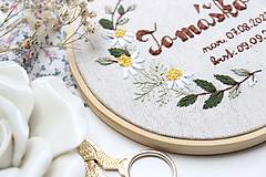 Dekorácie - Jemná výšivka Harmanček a lístky ♡ - 15917780_