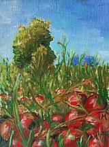 Kresby - Obrázok  Jabĺčka v tráve - 15917064_
