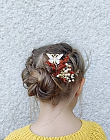 Ozdoby do vlasov - Kvetinová vlásenka "teplo jesenných dní" - motýľ - 15918352_