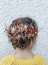 Ozdoby do vlasov - Kvetinová vlásenka "teplo jesenných dní" - zlaté lístky - 15918362_