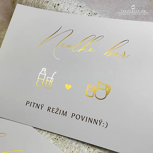 Zlatá informačná kartička - svadobná dekorácia 003
