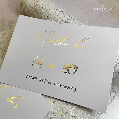 Zlatá informačná kartička - svadobná dekorácia 003