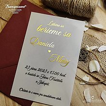 Papiernictvo - Transparentné svadobné oznámenia - zlatá na mliečnom plaste I23011 - 15916574_