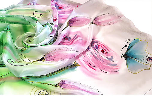 Šatky - Hodvábna šatka s monogramom - 15917337_