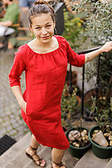 Šaty - Ľanové šaty Vesna červená - 15919427_