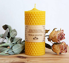 Sviečky - sviečka - 100% včelí vosk 10 x 4,5 cm (Žltá) - 15921169_