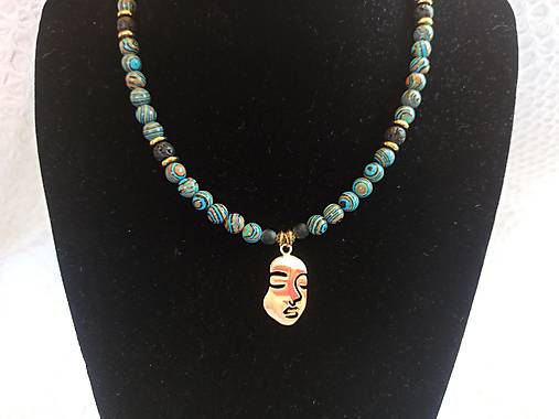 Náhrdelníky - Náhrdelník/Malachit, Láva, Chirurgická oceľ - 15920753_