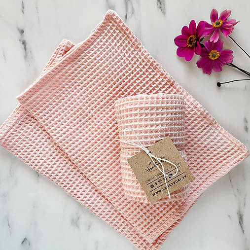 Úžitkový textil - Kozmetický uterák (Svetloružový - set 3ks) - 15920547_
