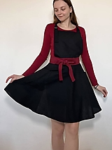 Iné oblečenie - čierna bavlnená zástera s kruhovou sukňou (Bordová) - 15921239_