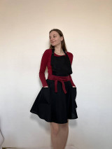 Iné oblečenie - čierna bavlnená zástera s kruhovou sukňou (Bordová) - 15921240_