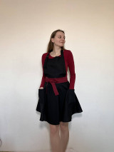 Iné oblečenie - čierna bavlnená zástera s kruhovou sukňou (Bordová) - 15921241_