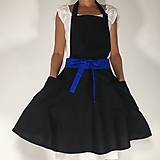 Iné oblečenie - čierna bavlnená zástera s kruhovou sukňou (Modrá) - 15921243_