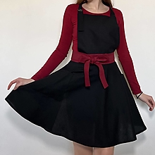 Iné oblečenie - čierna bavlnená zástera s kruhovou sukňou (Bordová) - 15921252_