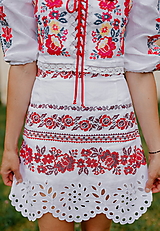 Sukne - ľanová madeirová sukňa Zámutovské kvety - 15918672_