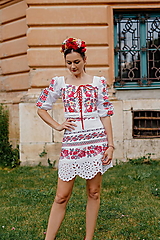 Sukne - ľanová madeirová sukňa Zámutovské kvety - 15918674_