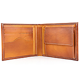Pánske tašky - Pánska elegantná peňaženka z pravej kože v tmavo žltej farbe, ručne tamponovaná - 15920402_