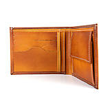 Pánske tašky - Pánska elegantná peňaženka z pravej kože v tmavo žltej farbe, ručne tamponovaná - 15920406_