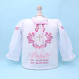 Detské oblečenie - Folklórna košieľka na krst ružová - 15919125_
