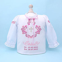 Detské oblečenie - Folklórna košieľka na krst ružová (košieľka) - 15919152_