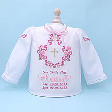 Detské oblečenie - Folklórna košieľka na krst ružová (košieľka + SBD) - 15919156_