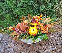 Dekorácie - jesenná dekorácia na stôl v keramike - 15923388_