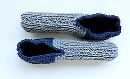 Ponožky, pančuchy, obuv - Papuče pánske - šedomodré - veľ.46/47 - 15921866_