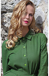 Šaty - Hazel - košeľové ľanové šaty zelené - 15924150_
