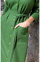 Šaty - Hazel - košeľové ľanové šaty zelené - 15924151_