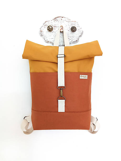 Batohy - Rolltop batoh Horčicový/Hrdzavý - 15922518_
