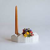 Dekorácie - Keramický svietnik na kónickú sviečku so sušenými kvetmi - 15923975_