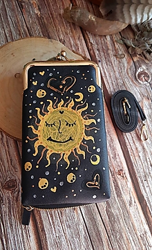 Kabelky - Maľovaná kabelka - slnko (čierna) - 15922107_