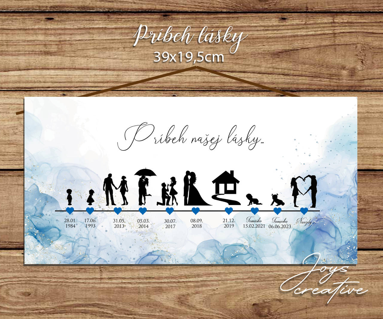 Časová os - Príbeh lásky nové dizajny 39x19,5cm (modrý dizajn)