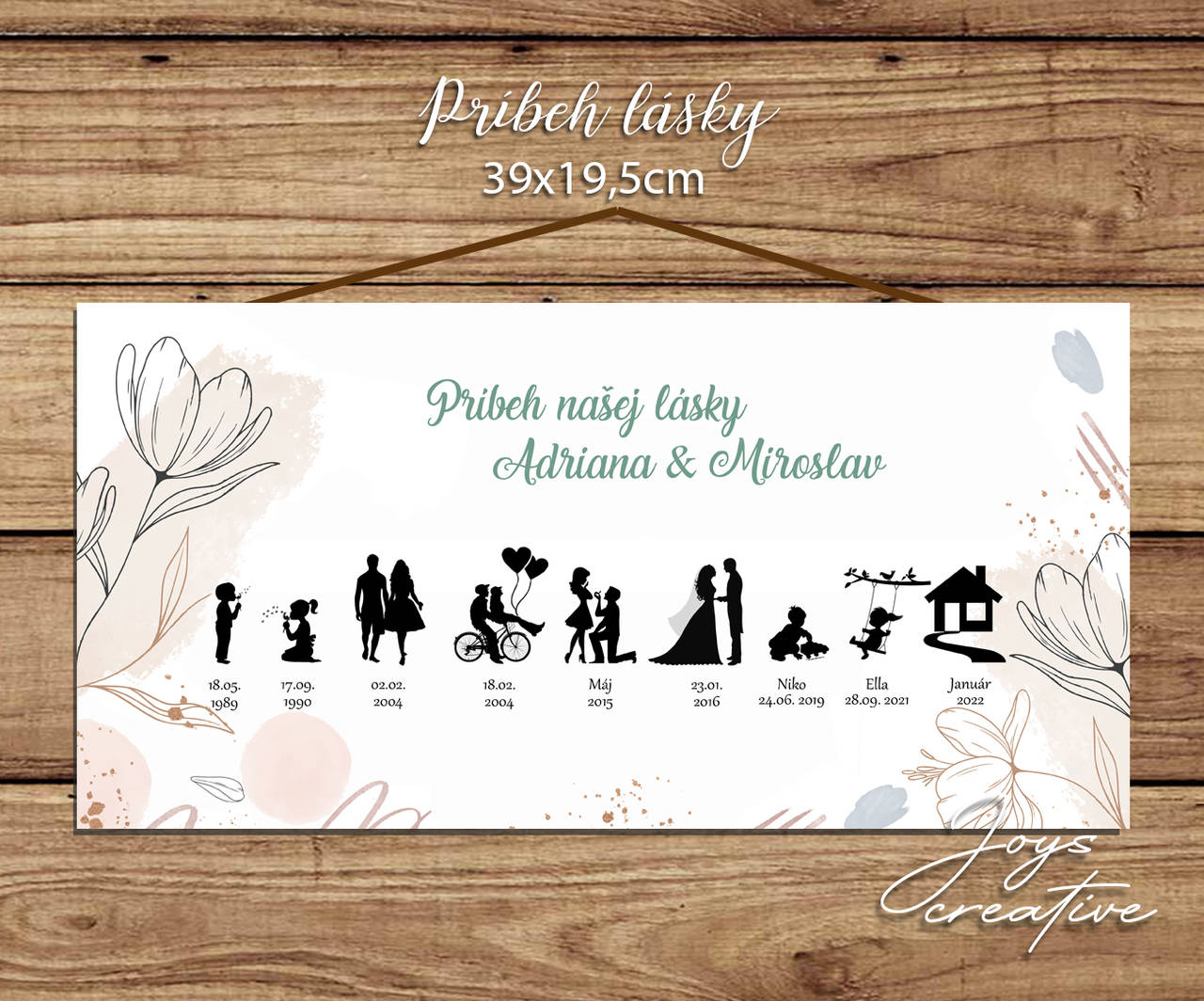 Časová os - Príbeh lásky nové dizajny 39x19,5cm (ornametny kvety)