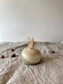Dekorácie - Váza malá pieskovo-zelená - 15924472_