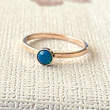 Prstene - Simple Blue Opal AG925 Rose Gold Plated Ring / Jemný strieborný pozlátený prsteň s modrým opálom A0024 - 15925187_