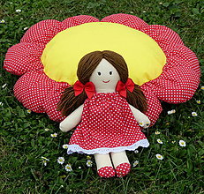 Detský textil - Set Valentínka: vankúšik kvietok + bábika - 15925703_
