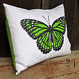 Úžitkový textil - Polštář bílý se zeleným motýlem - 15926153_