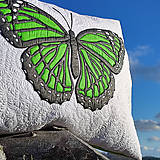 Úžitkový textil - Polštář bílý se zeleným motýlem - 15926155_