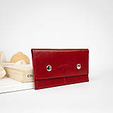 Peňaženky - Kožená midi peňaženka (červená) - 15925694_