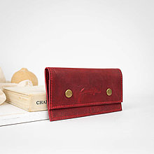 Peňaženky - Kožená midi peňaženka (crazy red) - 15925092_