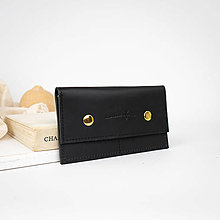 Peňaženky - Kožená midi peňaženka (čierna) - 15925536_
